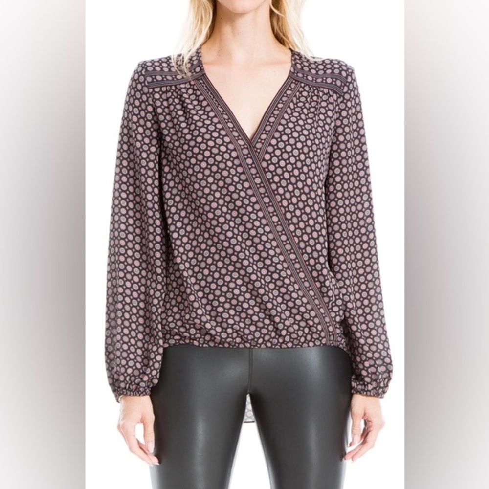 Max Studio Patterned Surplice Blouse